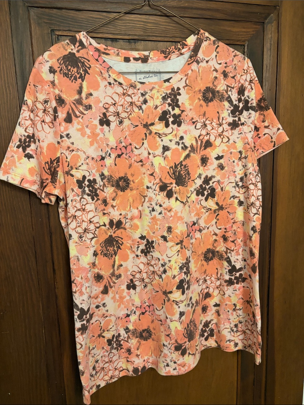 Studio works Peach Floral Short-Sleeve Tee